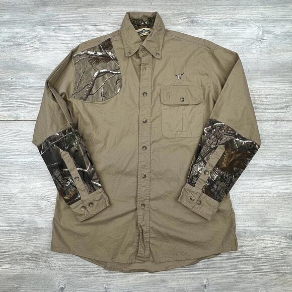 Bob Allen Shooting Shirt Mens Medium Beige APHD Camoflauge Breakup Mixed Media - Picture 1 of 9